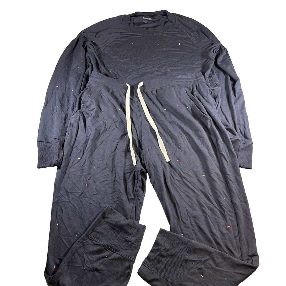 Bandier x Splits59 Paint Splatter Jumpsuit One Piece Athleisure L Navy Gray